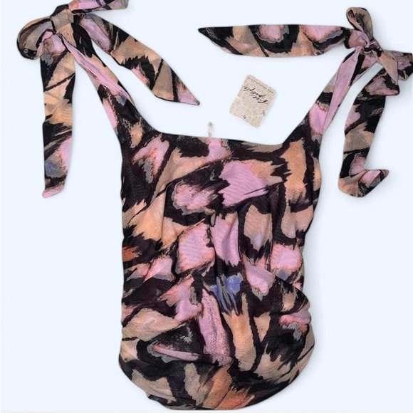 Free People Tops - Free People Butterfly Print Abstract Colorful Bow Tank Top